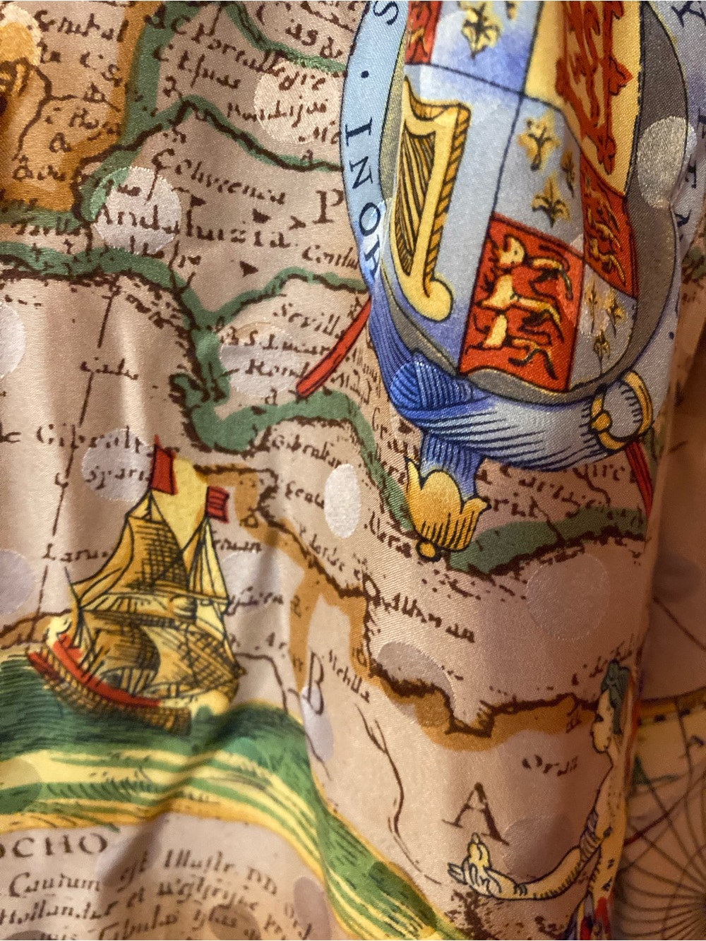 Map-Print Button-Up Blouse in Beige and Multicolor - Picture 6 of 10